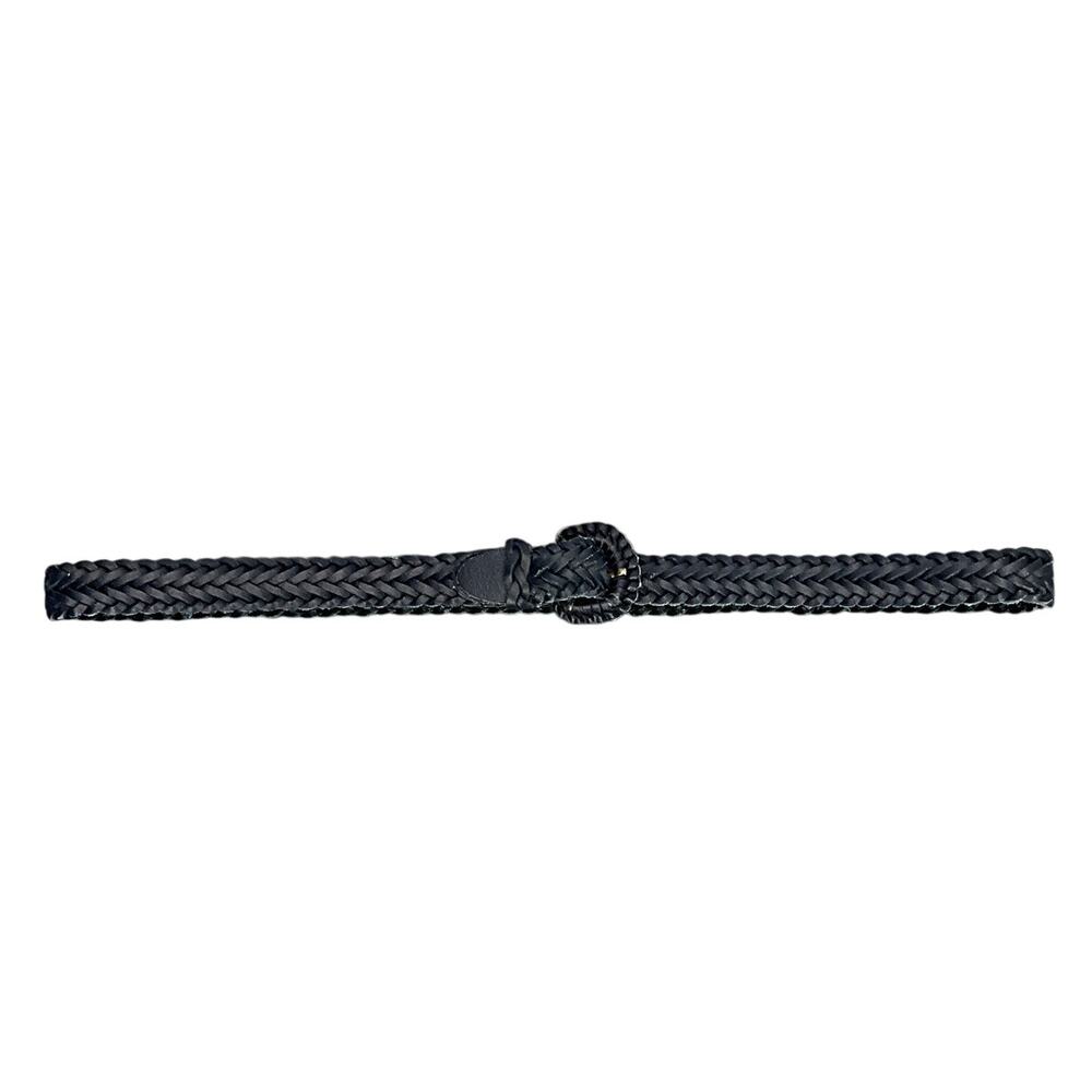 Vintage Navy Blue Braided Woven Argentina Leather Belt Women 34” - 38”
